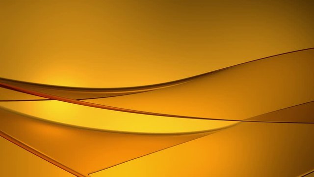 Beautiful abstract gold wave animation background. Abstract smooth flying flow golden lines. Gold, brown or yellow template. seamless looping animation
