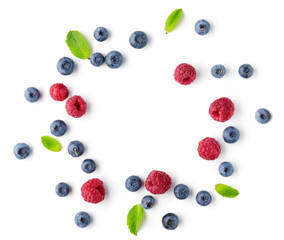 blueberries and raspberries