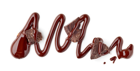 melted chocolate on white background