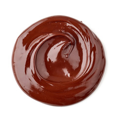 melted chocolate on white background