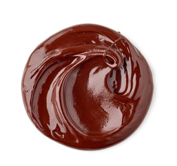 melted chocolate on white background