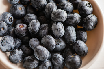 close of fresh organic summer ripe blueberries fileld frame 