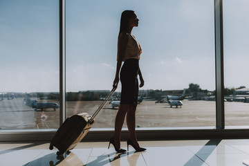 Elegant lady is going on business trip