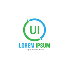 UI Letter Logo Design. Creative Modern UI Letters Icon Illustration