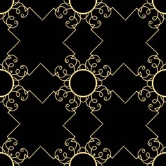 Vintage modern art deco abstract geometric seamless golden pattern. Print for textile, wallpaper, wrapping.