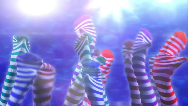 Striped Sock Monster Dance Party Multicolor Motion Background