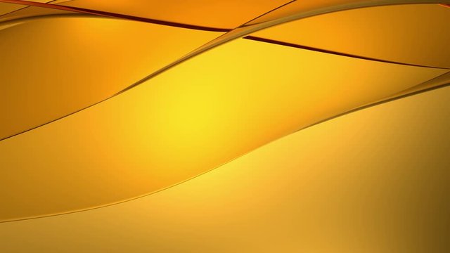 Beautiful abstract gold wave animation background. Abstract smooth flying flow golden lines. Gold, brown or yellow template. seamless looping animation