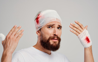 portrait of a man in santa hat isolated on white