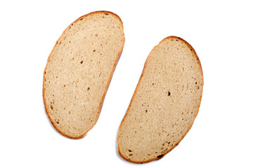Slice of fresh rye bread isolated on white background cutout
