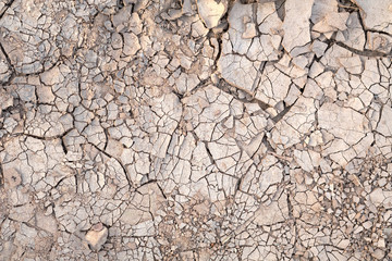 The texture of the earth during drought. View from the top.