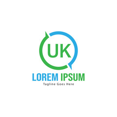 UK Letter Logo Design. Creative Modern UK Letters Icon Illustration