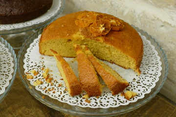 Breakfast cakes and baked goods at a boutique hotel