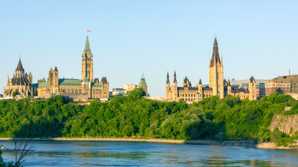 Fototapeta na wymiar parliament hill in Canada Ottawa city view landscape on the river