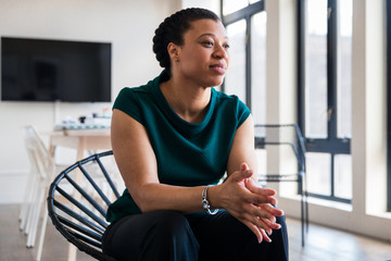 Closeup of a young woman in the office