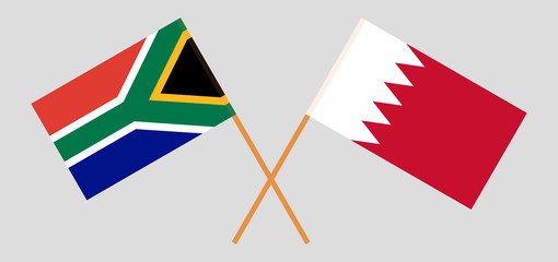 Bahrain and RSA. Crossed Bahraini and South African flags
