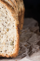 Detailed view of slices of a seed bread