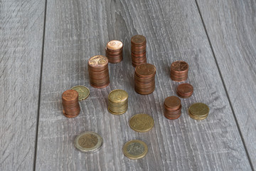 stacks of euro coins