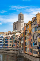 Naklejka na ściany i meble Cityscape of Girona in Catalonia, Spain.