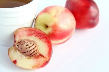 Ripe peaches on the table