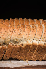 Detailed view of slices of a seed bread