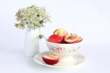 Ripe peaches on the table
