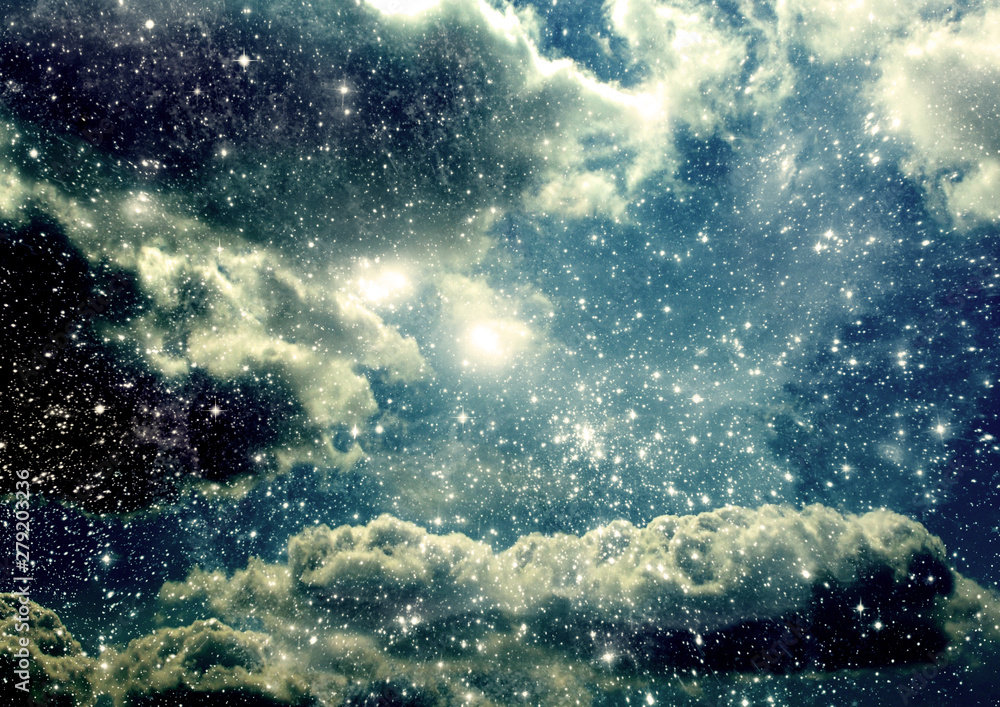 Wall mural galaxy in a free space. 3d rendering