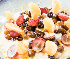 Yummy breakfast - porridge and fruit