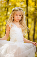 beautiful blond girl with long hair portrait