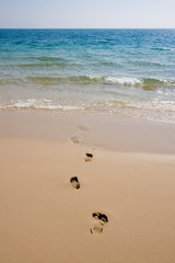 Middle east, Qatar, Sealine Beach Resort beach vertical footprints bare