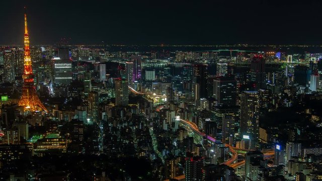 Tokyo Night aerial cityscape traffic Japan time lapse