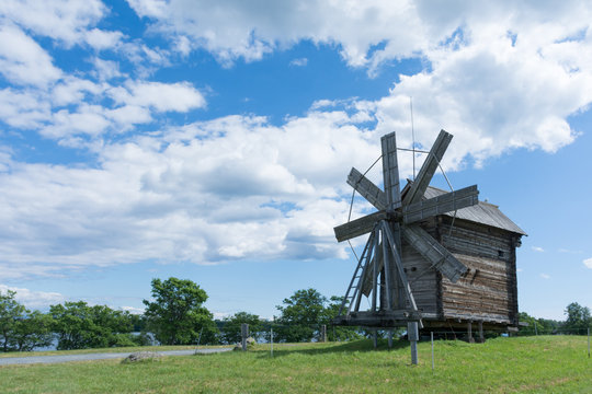 wooden windmill on Kizhi island