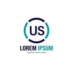 US Letter Logo Design. Creative Modern US Letters Icon Illustration