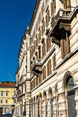 Historic buildings in the city centre of Trieste, Italy