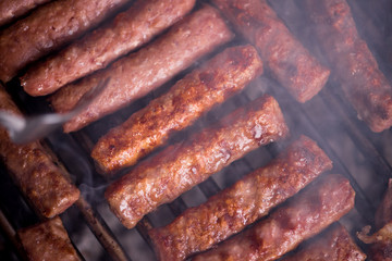 delicious grilled meat on barbecue
