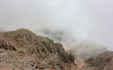 Peak of Tahtali, also known as Lycian Olympus, a mountain near Kemer, a seaside resort on the Turkish Riviera in Antalya Province, Turkey.