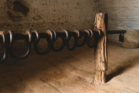 Slavery shackles in Hacienda San Jose, Chincha, Peru