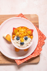 Cute Funny Fox Face Breakfast For Kids Oatmeal Porridge