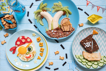 Funny cute pirate breakfast for the children boys