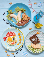 Funny cute pirate breakfast for the children boys