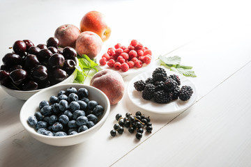 mixture variety of fresh ripe organic superfood antioxidant anfti aging food summer berries 