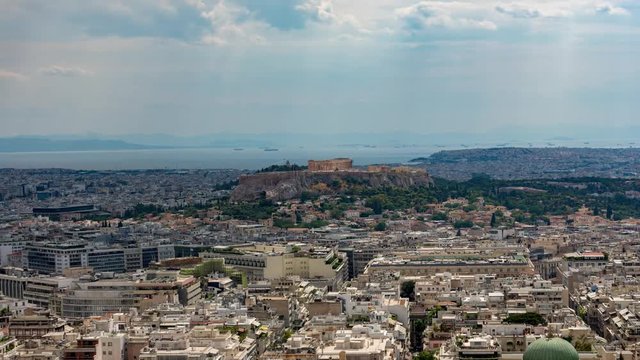 daytime acropolis time lapse with clouds above