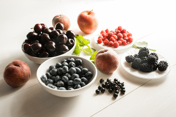 mixture variety of fresh ripe organic superfood antioxidant anfti aging food summer berries 