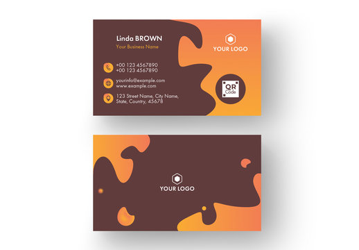 Business Card Layout with Orange Elements