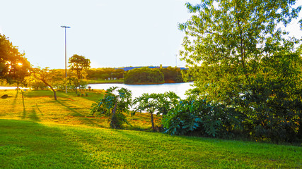 Por do sol parque urbano