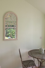Interior of summerhouse, a small new garden room.