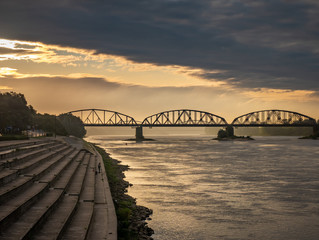 Bridge on Vistula River in Torun. Kuyavian-Pomeranian, Poland. - obrazy, fototapety, plakaty