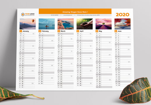 Calendar Layout with Orange Elements