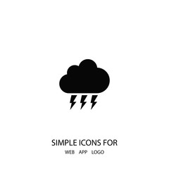 A cloud and a lightning vector icon . An illustration of the wheather. A symbol of a storm .