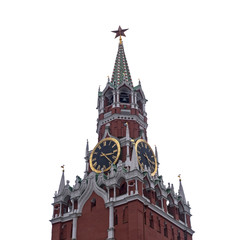 Moscow. Russia. The Red Square. Kremlin. Spasskaya Tower. Russian Federation. Travel to Russia. Hours on Red Square. Chimes on the Spassky Tower. Center of Russia. Kremlin walls.