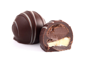 Dark Chocolate Truffles on a White Backgroun